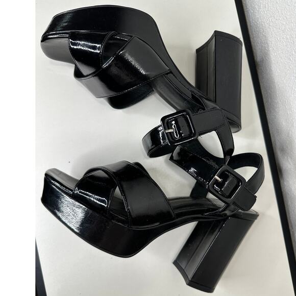 Jeffrey Campbell Amma Platform Slingback Black Sandal Chunky Heels 7.5 - Picture 12 of 16